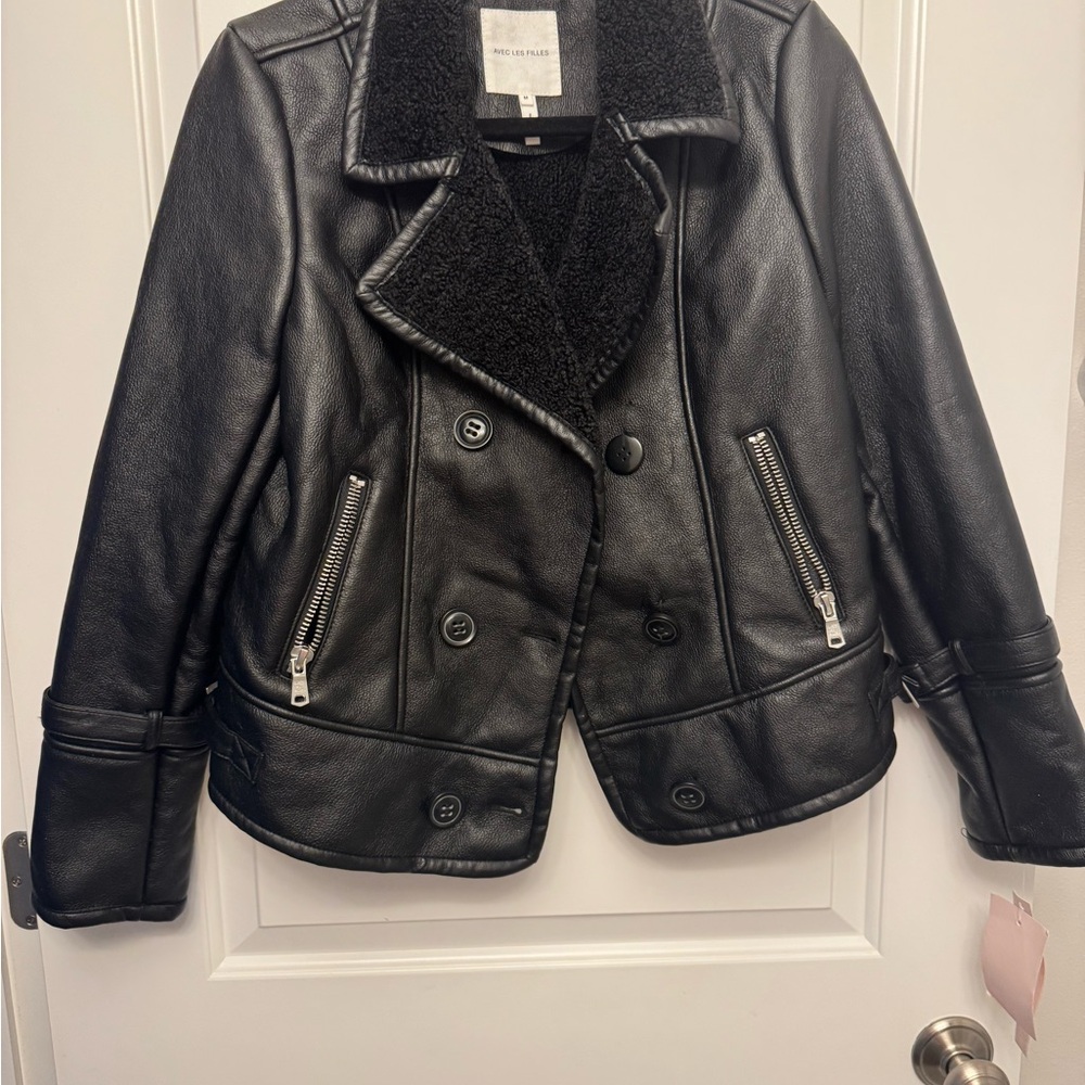 Avec Les Filles Black Faux Leather Jacket